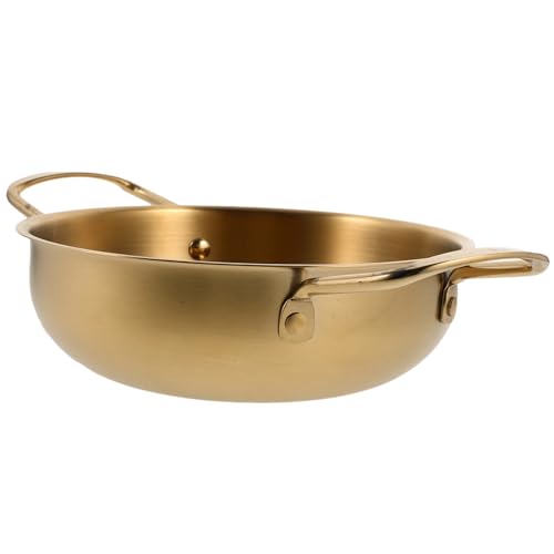 Cabilock 1 Pieza Olla De Sopa De Acero Inoxidable No Wok Mini Olla Calentadora De Leche Horno Bote De Fideos Caldera Buque De Vapor Platos Para Servir Con Tapas Agua Golden Acero Inoxidable