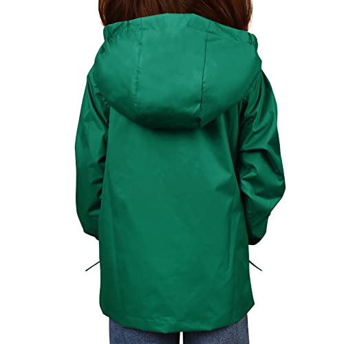 Image of YINGJIELIDE Boys Girls Waterproof Rain Jackets Kids Easy to Fold Windbreaker Lightweight Outdoor Hooded Raincoat