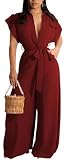 DinyIn Maxi Abiti da donna Casual a maniche lunghe Plus Size Button Down Maternità A-line Abito con tasche, 10825_2vino Rosso, X-Large