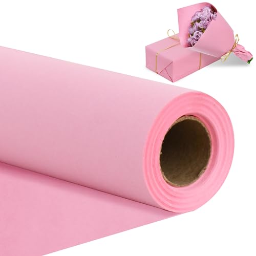 RIBBOOO 38 cm × 9 m Tief rosa Geschenkpapier Rolle Kraftpapier für Geburtstage Feierlichkeiten Weihnachten Valentinstag Abschlussfeier Geschenkverpackung Muttertag Blumenstraußverpackung