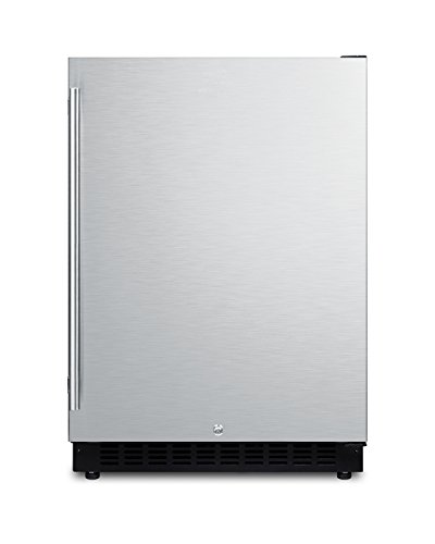 Summit Al54 Ada Height 24" Built-In Undercounter Refrigerator With Glass Shelves And Door Storage, Stainless Steel/Black #TOP1
