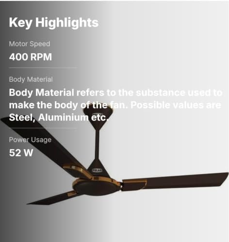 Image of WINSPIN Energy Saving Ceiling Fan | High Air Delivery | 3 Blade Fan with 2 Year Warranty Energy Saving 1200 mm Ceiling Fan (1 Star | Baker Brown | Pack of 1) By Polar