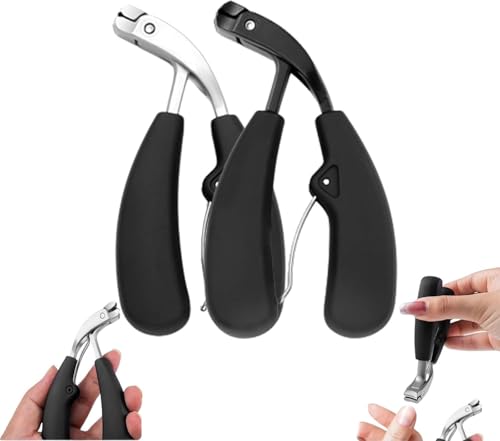 Dotmalls Angle Master Clipper,Clip Master Pro Nail Clippers,Easy to Grip Rubber Handle for Clippers,Slanted-Curved Blade Fingernail Clipper (Black+Silver)
