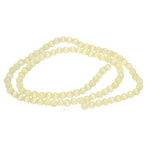QUARKZMAN 98 Piezas De Cuentas De Ojo De Gato Amarillo Miel 4mm Redondas Sueltas De Cristal De Piedra Preciosa Lisa Para Hacer Joyería Pulseras Collares Aretes DIY