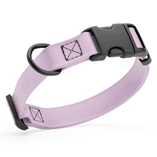Image of Dogline Biothane Waterproof Dog Collar with Quick Release Buckle Strong Coated Nylon Webbing with Odor- Proof for Easy Care Easy to Clean Fits Small Medium Large Dogs, Lavender 3 /4 inch W 12-19 inch L
