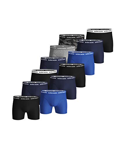 Set di dodici comodi boxer Bjorn Borg Boxer Corti, Multicolor, Small (Pacco da 12) Uomo