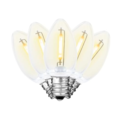 Novelty Lights 25 Pack C7 LED Filament Bulbs, Warm White