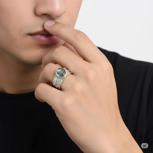 Image of 55Carat Choose Your Color Genuine Gemstone Sterling Silver Ring Band Vintage Handmade Jewelry Sizes 5-12