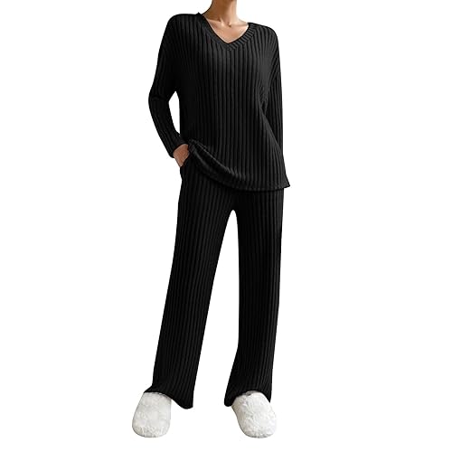 Pyjama Femme Droit Ensemble Anti-Froid Coupe Ample Casual Chic