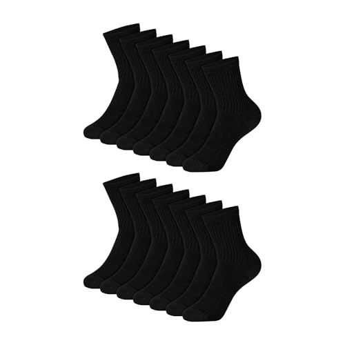 Image of Hanes Boys Socks, Crew, Ankle, & No Show, Stretch-Cotton Socks, Moisture-wicking, Cushioned, 12 & 14 Packs, Black White