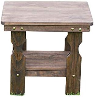 Amish Casual Heavy Duty Outdoor Wood End Table in Dark Walnut Stain - Quality Crafted in The USA from Treated Pine by Amish Artisans