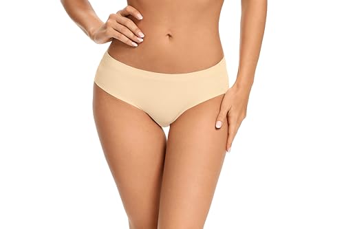 Image of voenxe Women Seamless Hipster Underwear,No Show Ladies Panties Bikini,Full Coverage Breathable Briefs,Comfy,Invisible,5-Pack