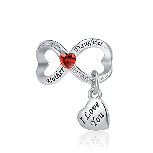 GMXLin Mother Daughter Charm for Bracelets Love Heart Mother Mommy Bead from Daughter Son Birthday Gift