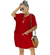 Ladybranch Women's Short Sleeve Loose Swing Casual Dress with