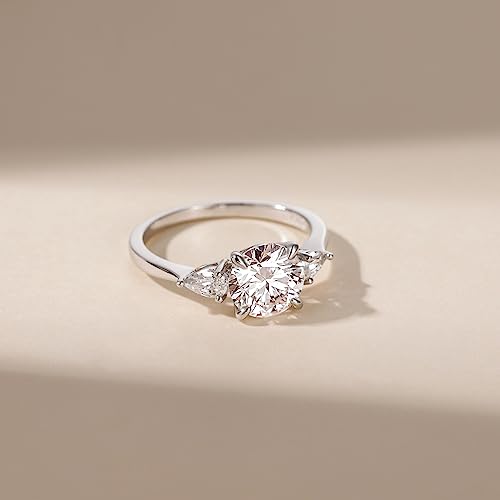 2 CT Moissanite Engagement Rings for Women D Color VVS1 Clarity 925 Sterling Silver Solitaire Round Cut 3-Stone Wedding Stunning Promise Rings for Her Size 3-112