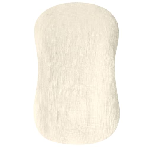 Image of Hooyax Muslin Baby Lounger Cover 1 Pack, 100% Cotton Soft & Breathable Infant Lounger Covers Only for Newborn (Cream)