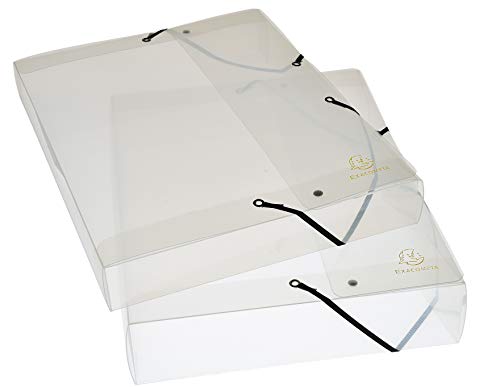 Boite de classement plastique A4 rigide transparente avec élastiques Exacompta Crystal lot de 8