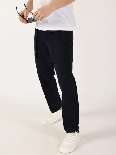 Image of Thomas Scott Men's | Solid | Light Weight | Breathable Fabric | Mid Rise | Regular Fit | Cotton Blend | Button Waist | Cargo | Trouser | Pants