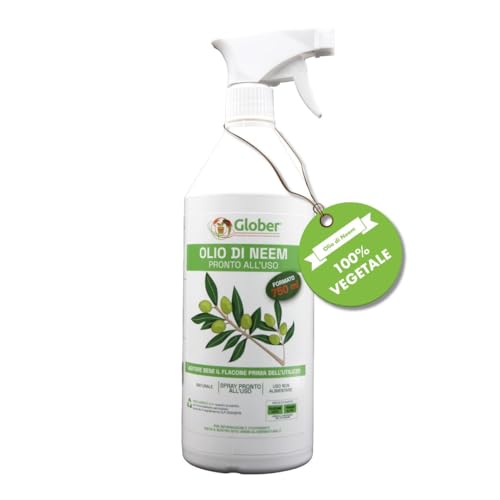 GLOBER Olio Di Neem - Spray 750 ml - 100% Vegetale - Azione Naturale Contro Varie Avversità Estratto Con Pressatura A Freddo - Straordinarie Proprietà