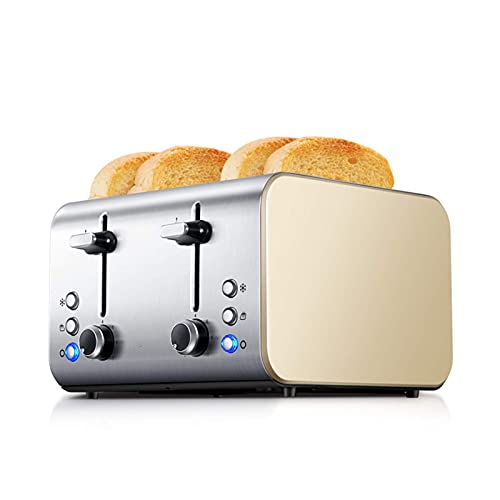 Frühstücksautomat Multifunktionaler 4-Scheiben-Toaster, Edelstahl, Extra Breiter 4-Schlitz-Toaster, 7 Bräunungsstufen…