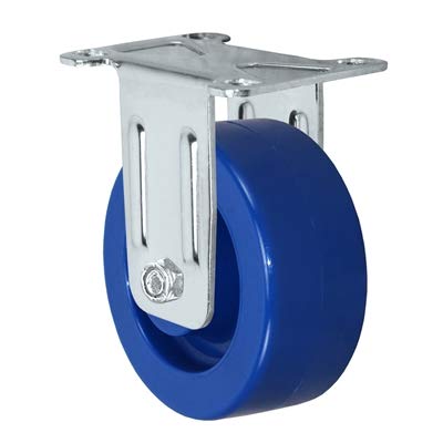 CasterHQ - 4" X 1.25" Light Duty Blue Solid Polyurethane Wheel - Stainless Rigid Caster 350 lbs Capacity