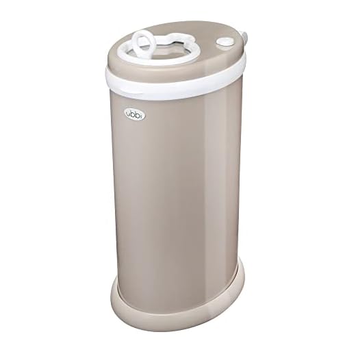 Ubbi Stalen Diaper Pail, Odor Locking, geen speciale tas nodig, Ward-Winning, Registry Must-Have, Taupe