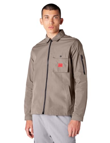 Image of Hugo Men's Cotton Mix Canvas Zip Up Overshirt