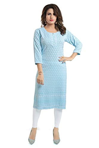 Image of DREAM & DZIRE Chikankari Kurti for Women of Cotton in Plus Size & Small Size.
