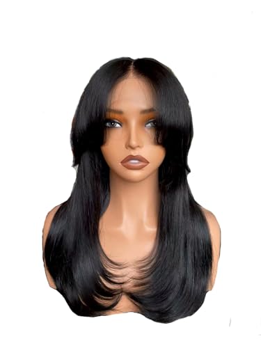 Perruque cheveux humains dentelle transparente HD 180% raide premium