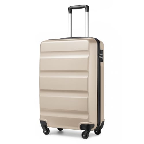 KONO Handgepäck Koffer Trolley ABS Leicht Hartschalenkoffer Reisekoffer 4 Rollen, Zahlenschloss, 55x38x20cm, 33 Liter, Gold