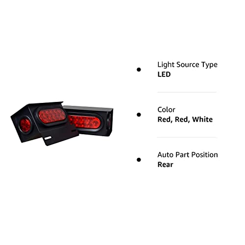 Mcresoar 2Pcs Steel Trailer Light Boxes Housing Kit 6Inch Oval Led Trailer Tail Lights Red 2 Inch Round Red Led Side Marker Lights Grommet Plugs Wire Connectors #TOP7