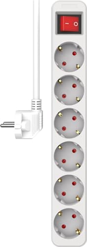 ELRO ES106 6-Fach Steckdosenleiste mit Schalter und 1,5m Kabel – Kindersicherung – Schukostecker – max. 3680 W – TÜV-geprüft - Weiß