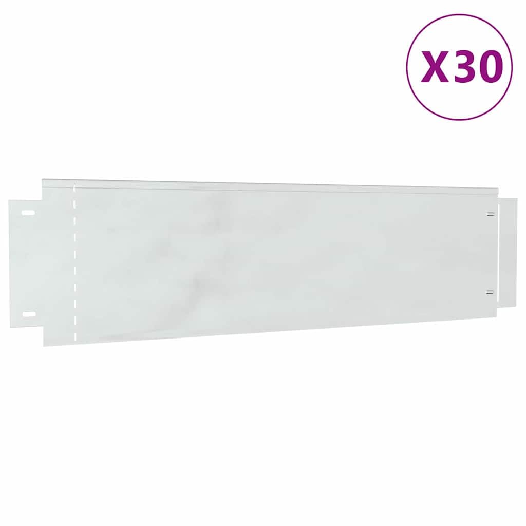 Lot de 30 bordures de pelouse en acier galvanisé - Argenté - 100 x 25 x 0,07 cm - Bordure de jardin en acier pour parterres et chemins - Montage facile - Durable pour l'extérieur