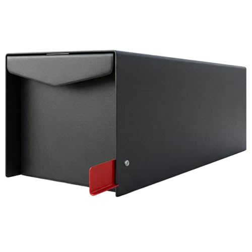 Plexon Modern Post Mount Mailbox, 1603 cu-in Capacity, Flat Top Architectural Design...
