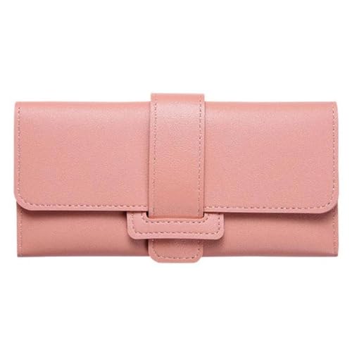 1Pc Women's Pink Long Wallet With Three Fold Multifunctional Fashionable PU Handbag2