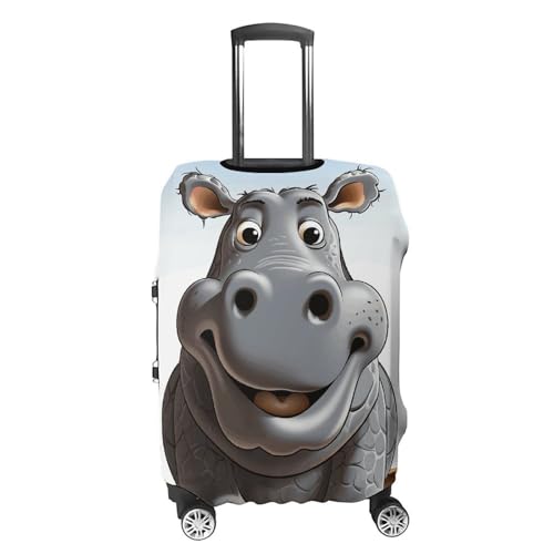 Cartoon Hippo Luggage Cover, Washable Elastic Suitcase Cover Protector Fit 18-32 Inch Luggage4
