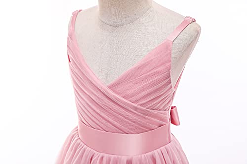 Image of Glamulice Flower Girls Spaghetti Strap Tulle Dress Long A Line Wedding Pageant Dresses Princess Birthday Party Ball Gown
