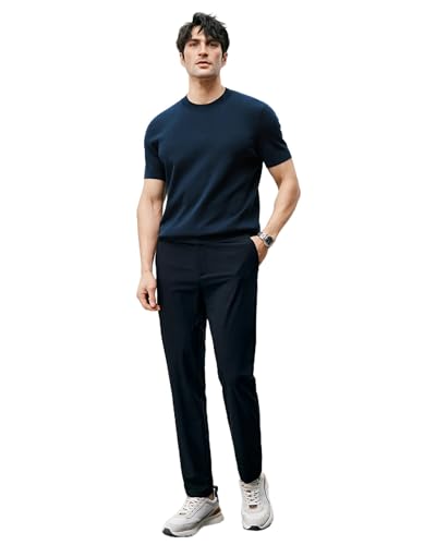 Fioboc Mens Shirts Knit Crew Neck Premium Moisture Wicking Shirt Short Sleeve Summer Tops S-4XL2