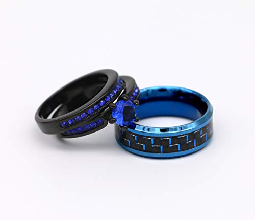ringheart 2 Rings His and Hers Couple Rings Black Cz Rings Womens Wedding Ring Sets Titanium Steel Mens Wedding Bands3