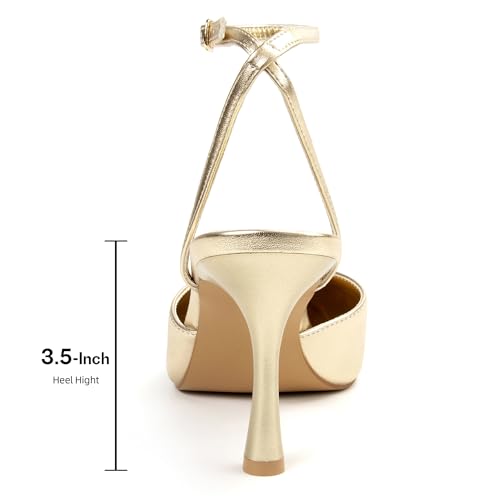 Closed Pointed Toe Kitten Slingback Heels for Women Ankle Strap Pumps Wedding Party Dressy Comfort Shoes3