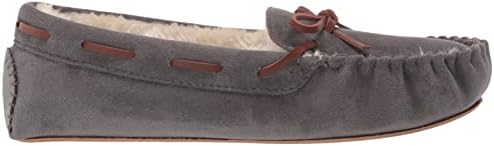 FLYFUPPY Womens Slippers Faux Fur Lined Indoor Outdoor Moccasin Slippers Soft Suede Slip On House Shoes Dark Grey Size 9 US | Image 5