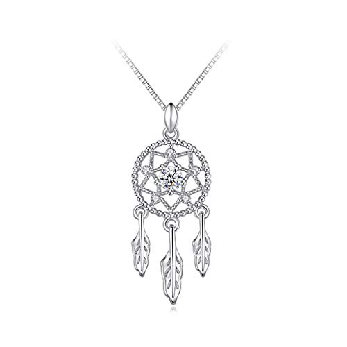 Collier attrape-rêves en argent sterling 925 avec pendentif incrusté pour femme