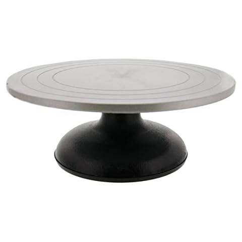 QDS Pottery Turntable Metal Banding Wheel for Clay Ceramics & Decorating (7'' / 18cm Diameter), Silver Cover