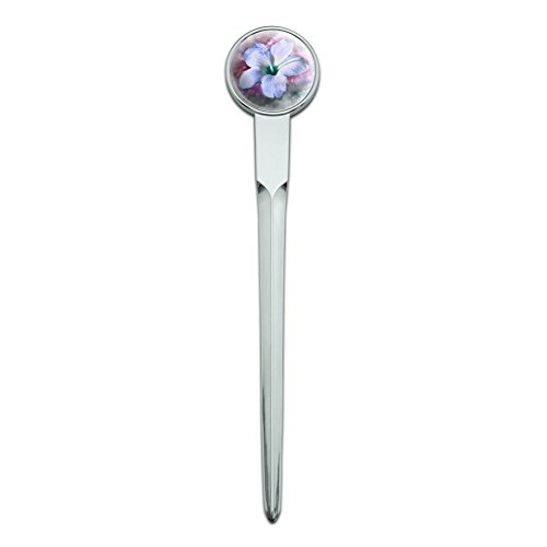 Tropical Blue Hibiscus Hawaiian Bloom Classic Chrome Plated Metal Envelope Letter Opener Slitter