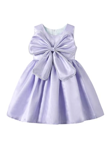 Image of Buy & Try Girls Frock Dress Crystal Moti Embellished Sleeveless Butterfly Design | Knee Length Birthday Dress for Kids with Zipper Closure