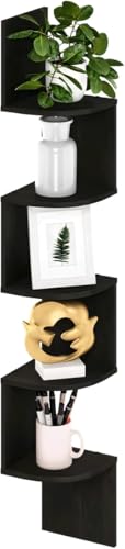 Image of OXMIC Corner Wall Mount Display Shelf, Corner Shelf for Living Room Decor, 5-Tier Floating Design, 17x17x108 cm, Decorative Storage for Home Office