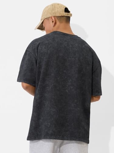 Image of The Souled Store Mr. Soul Men and Boys Short Sleeve Round Neck Purple Graphic Printed Cotton Oversized T-Shirts