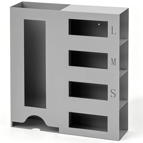 Image of PPE Isolation Station, Large Wall Mount PPE Storage Organizer with Engraved L /M /S Size Markings, Carbon Steel Dispenser for Hospital, Laboratory, Industrial Safety Use