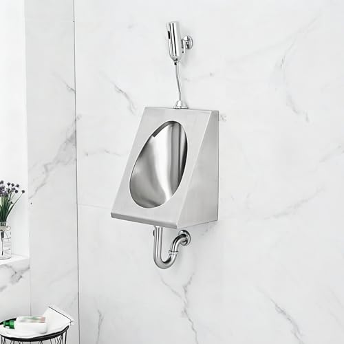 Urinal de acero inoxidable 304 montado en pared para hombres, con descarga automática por sensor, para baños comerciales, hoteles, bares, garajes y baños al aire libre (sensor superficial B, drenaje en pared) miniatura 1
