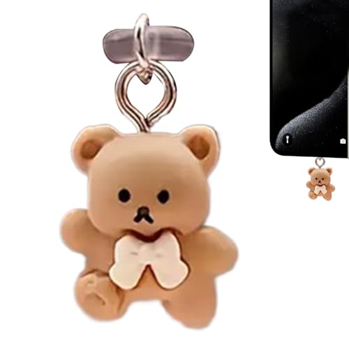 Bear 充電ポート プラグ - USB C カバー キャップ、防塵電話ポート プロテクター |かわいいUSB Type Cポートカバー、電話用ポータブル防塵プロテクタープラグ、Type-C充電ケーブルアクセサリー